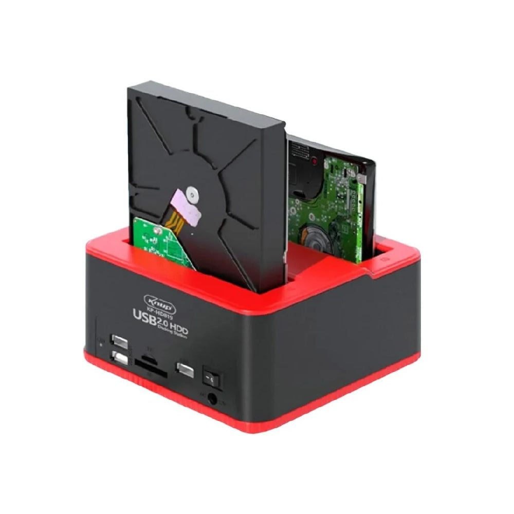 Dockstation Vertical KNUP Para HDD de 2.5" e 3.5", Com Entrada USB 2.0 e Leitor de Cartão de Memória - KP-HD819