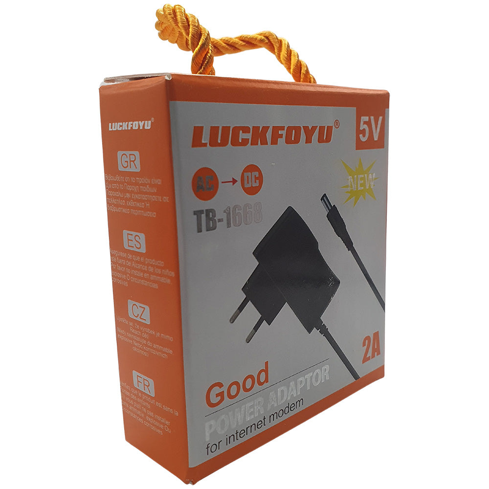 Fonte de Alimentação AC/DC 5V 2A, Pino 5.3mm x 2.1mm, TB-1668, LUCKFOYU - Preto