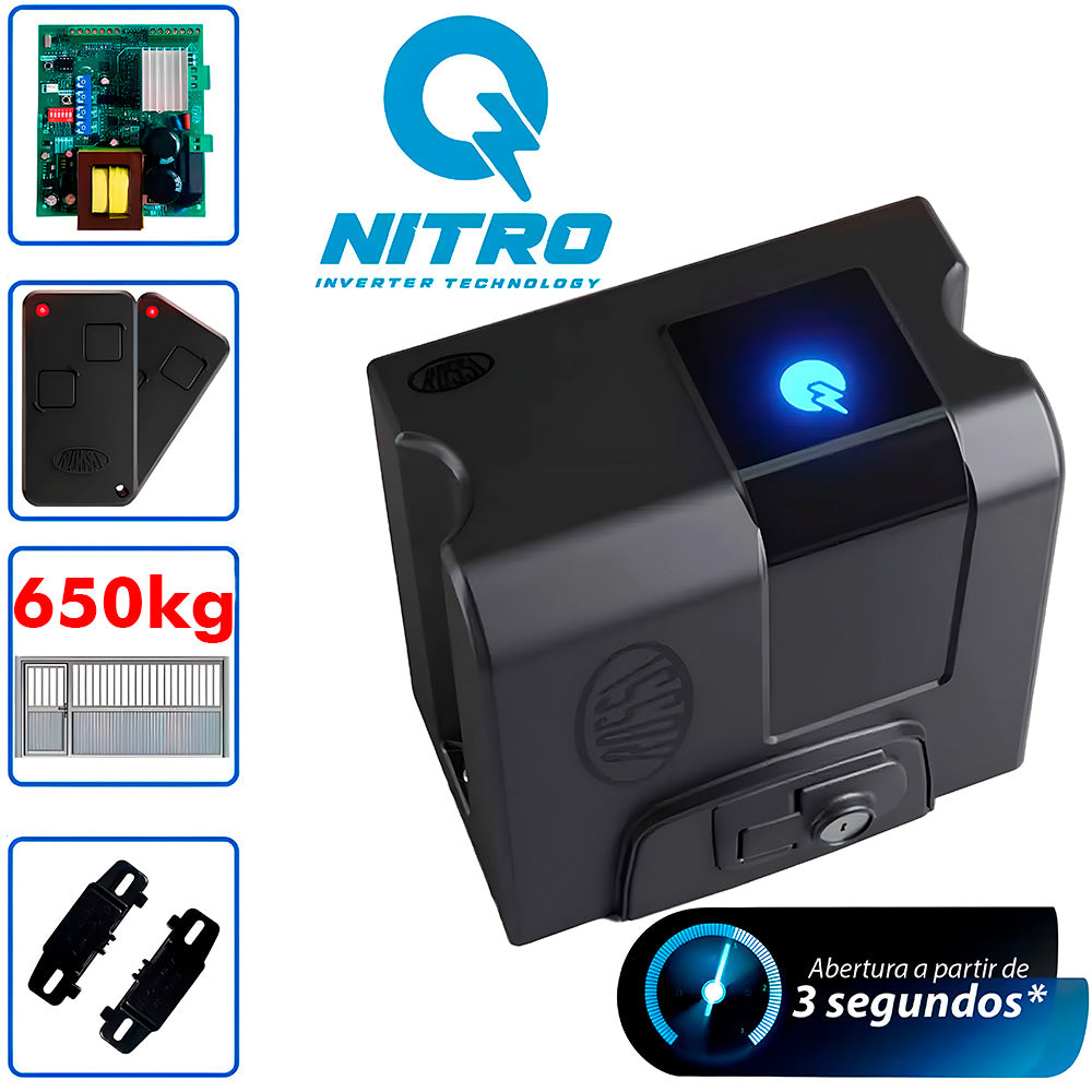 Motor de Portão Rossi DZ NANO 36 NITRO 127V/220V, Suporta Portão de Até 650KG, Abertura em Até 3 Segundos