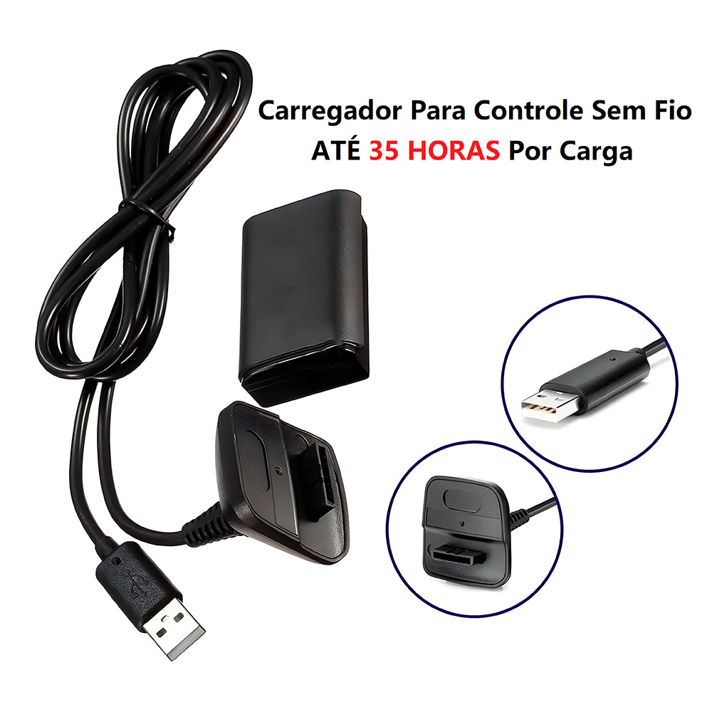 Cabo Carregador Para Controle De XBOX 360, Com Bateria, AL-036