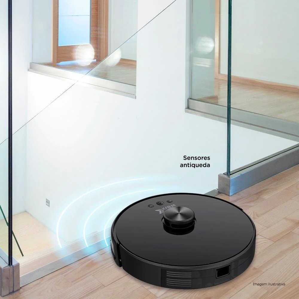 Robô Aspirador de Pó KaBuM! Smart 700, Aspira e Passa Pano, Compatível com Google Assistant e Alexa XR500 Bivolt - Preto