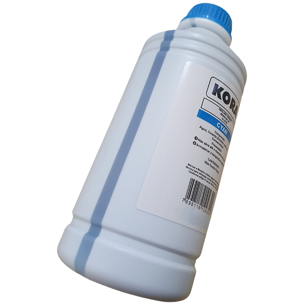 Litro de Tinta Kora Epson Universal Corante Ciano, CY, Compativel Com Epson L3150 L3250 L355 L365 L375 L395