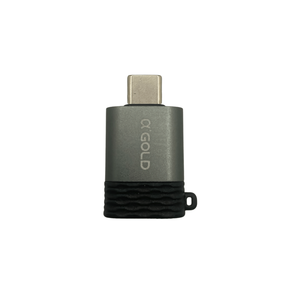 Adaptador OTG USB 3.0 (Fêmea) Para USB-C (Macho), Carga e Dados, CBA-23, A'Gold Pro, Cinza