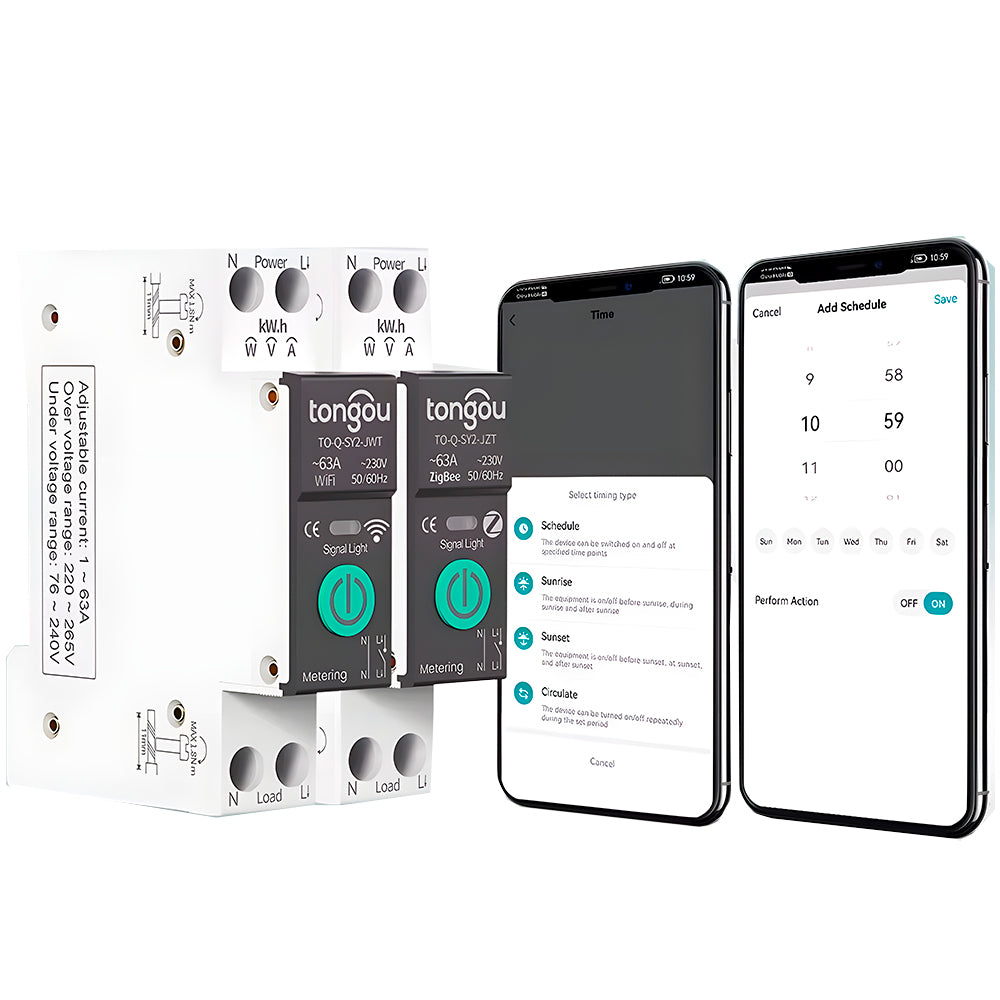 Disjuntor Inteligente Zigbee 1-63A, Compativel Com Google Assistant e Alexa - Tongou
