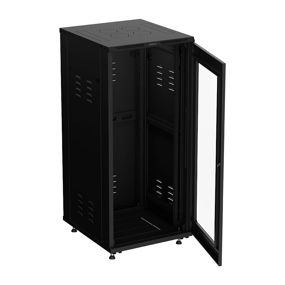 Rack de Piso Intelbras RPD 2867 Desmontável 28U 19" 670mm, 1000kg Carga, Aço SAE 1008, Porta Acrílico, Preto