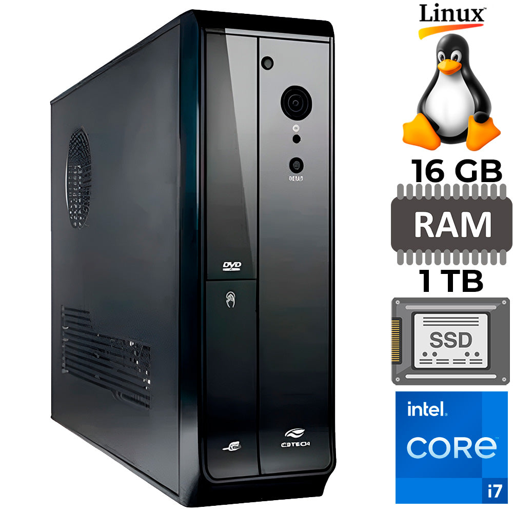 Computador Mini Micro ATX Slim Core i7-3770, Memória 16GB, SSD 1TB WD Green - Vertical e Horizontal/Mini-ATX - Linux