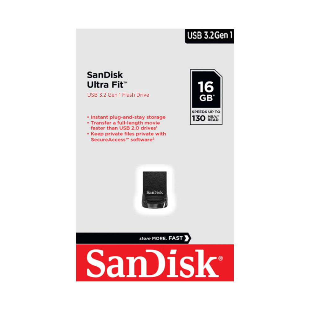 Pen Drive 16GB SanDisk Ultra Fit USB 3.2 Gen 1 Leitura 130MB/s SDCZ430