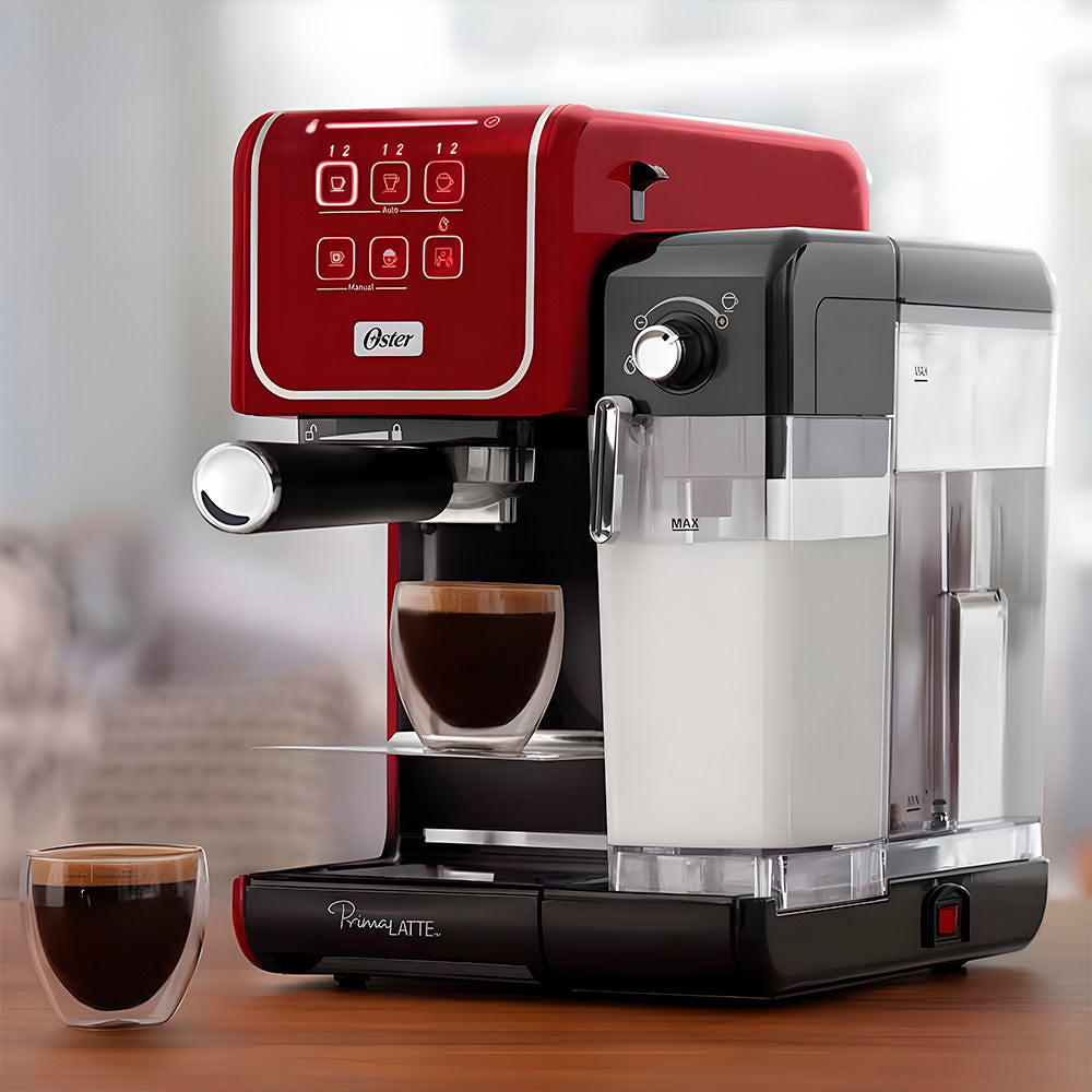 Cafeteira Automática de Espresso Oster PrimaLatte Touch Red, 220V, BVSTEM6801R