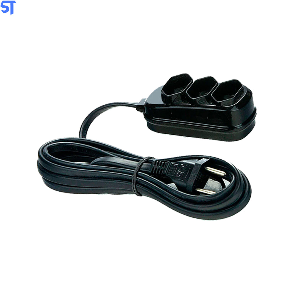 Extensão Elétrica 3 Tomadas 1.5 Metros Knup SL7013 - Preto
