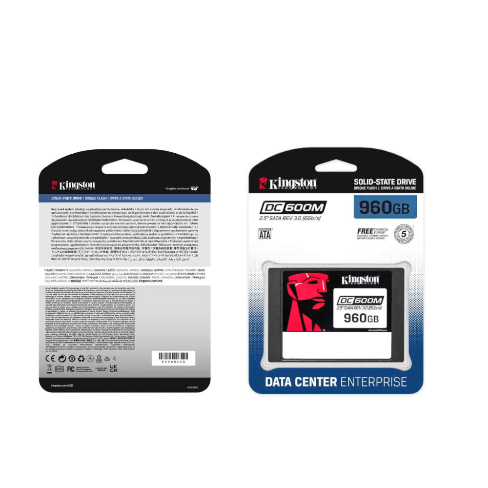 SSD Kingston DC600M 960GB, SATA III 2.5", Leitura 560MB/s, Gravação 530MB/s, NAND 3D TLC, Enterprise para Servidores
