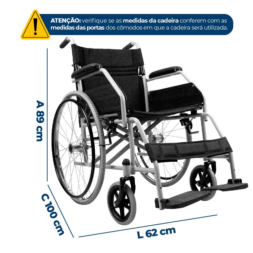 Cadeira De Rodas Dobrável Resistente Até 100kg D100 Dellamed