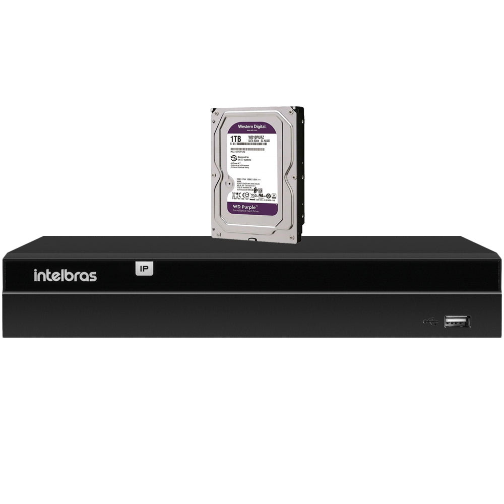 NVR Gravador de Vídeo Intelbras, Com 4 Canais, NVD 1404-P, Com 4 Portas PoE, Até 4K, Com HD de 1TB
