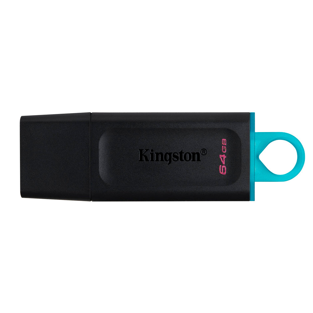 Pen Drive Kingston DataTraveler Exodia 64GB USB 3.2 Gen1, Preto/Teal, Tampa Protetora - DTX/64GB