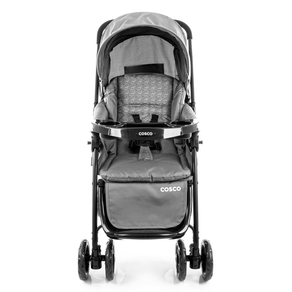 Carrinho de Bebê Com Bebê Conforto TS DUO Cosco Kids, Travel System Reverse, Cinza Rajado