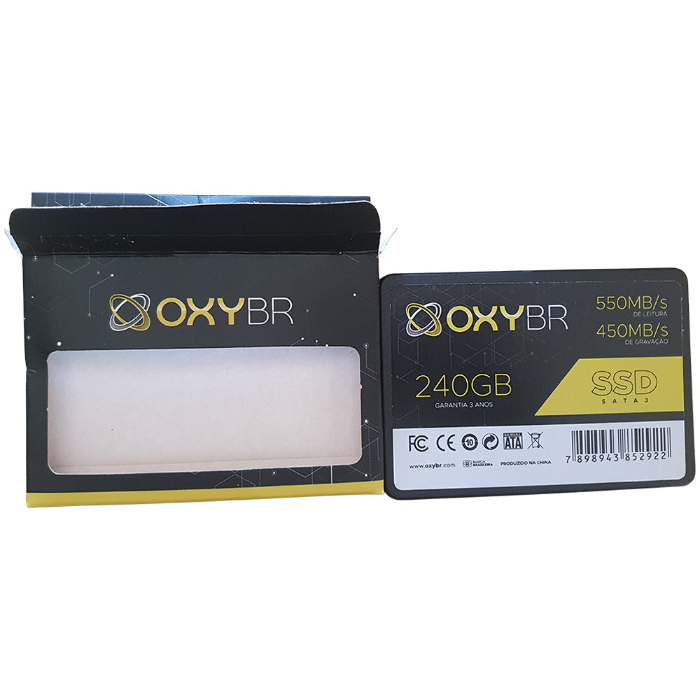 SSD 240GB OxyBR SATA3 Leitura: 550MB/s e Gravação: 450MB/s