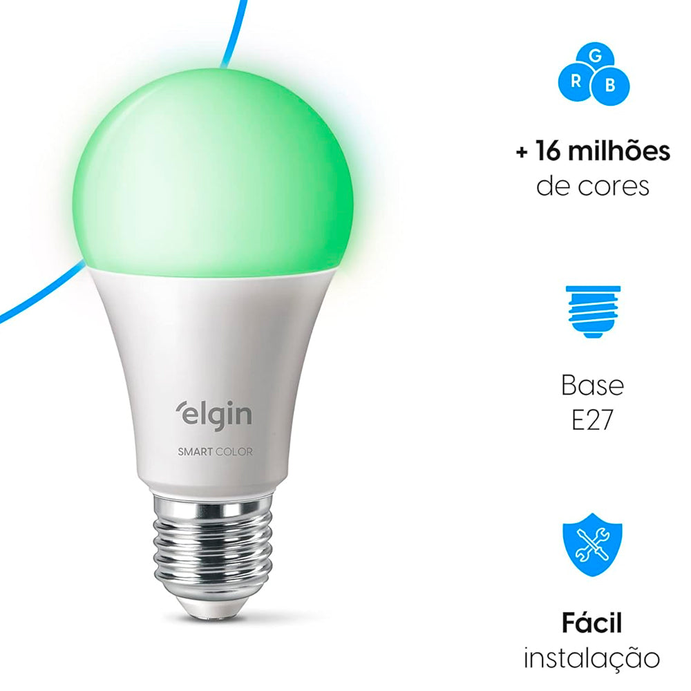Lâmpada Bulbo LED A70 15W Bivolt SMART COLOR Elgin - 48BLED15WIFI