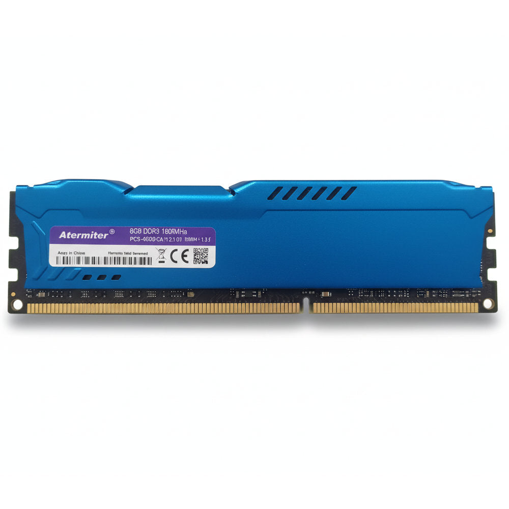 Memória RAM Gamer Desktop Atermiter 8GB 1600MHz DDR3, PC3-12800-CL11, DIMM, 1.5V, com Dissipador Azul