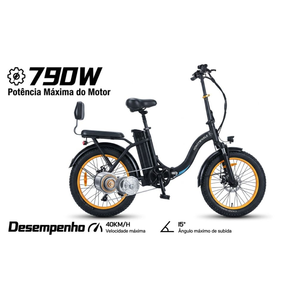 Bicicleta Elétrica Honey Whale BW02 - Adulto, 790w-45km-40km/h-120kg