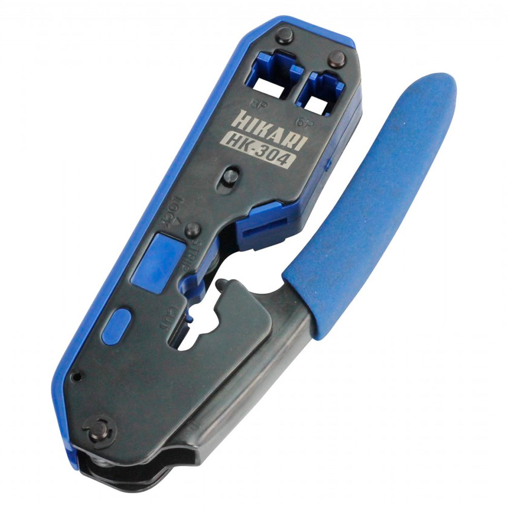 Alicate de Crimpar Rede RJ11 - RJ12 - RJ45 - Crimpa / Decapa / Corta - Hikari HK-304