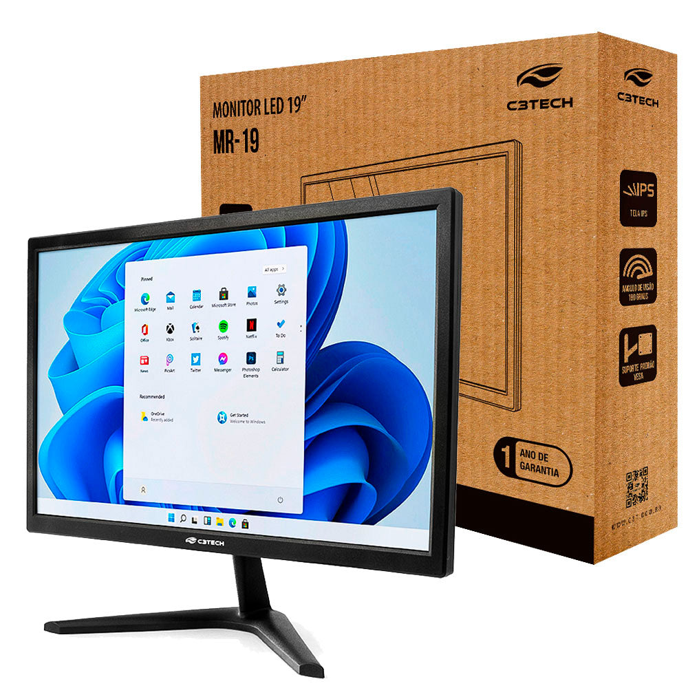 Monitor LED 19 Polegadas 5ms MR-19, Resolução HD 1440x900 - C3Tech