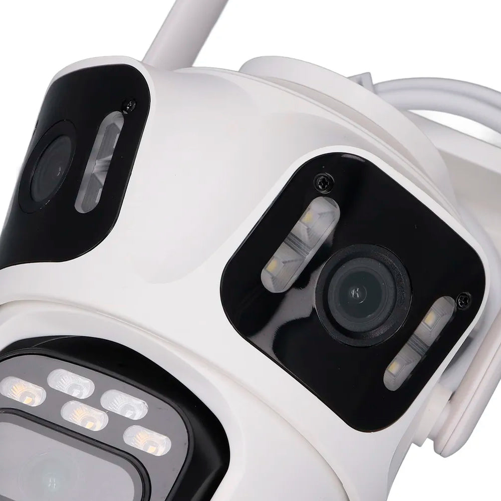 Câmera de Segurança Lente Tripla Giratória IP, Full HD 8MP, Wi-Fi Bluetooth, Compatível Alexa, APP iCSee - Branco