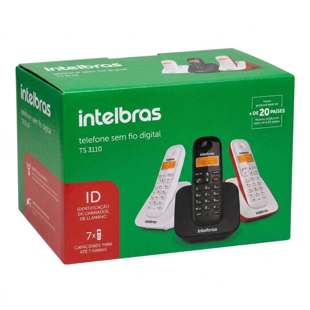 Telefone Sem Fio Intelbras TS 3110 Preto, Com Visor Luminoso e Com Identificação de Chamadas