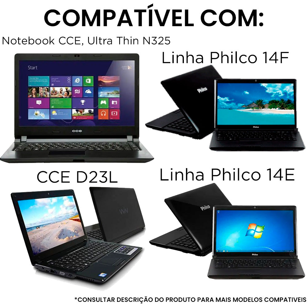 Teclado Notebook Philco 14F, 14E, STI-140, MP-10F88PA-F51F, F4 Wi-Fi, Tecla Alta, Preto