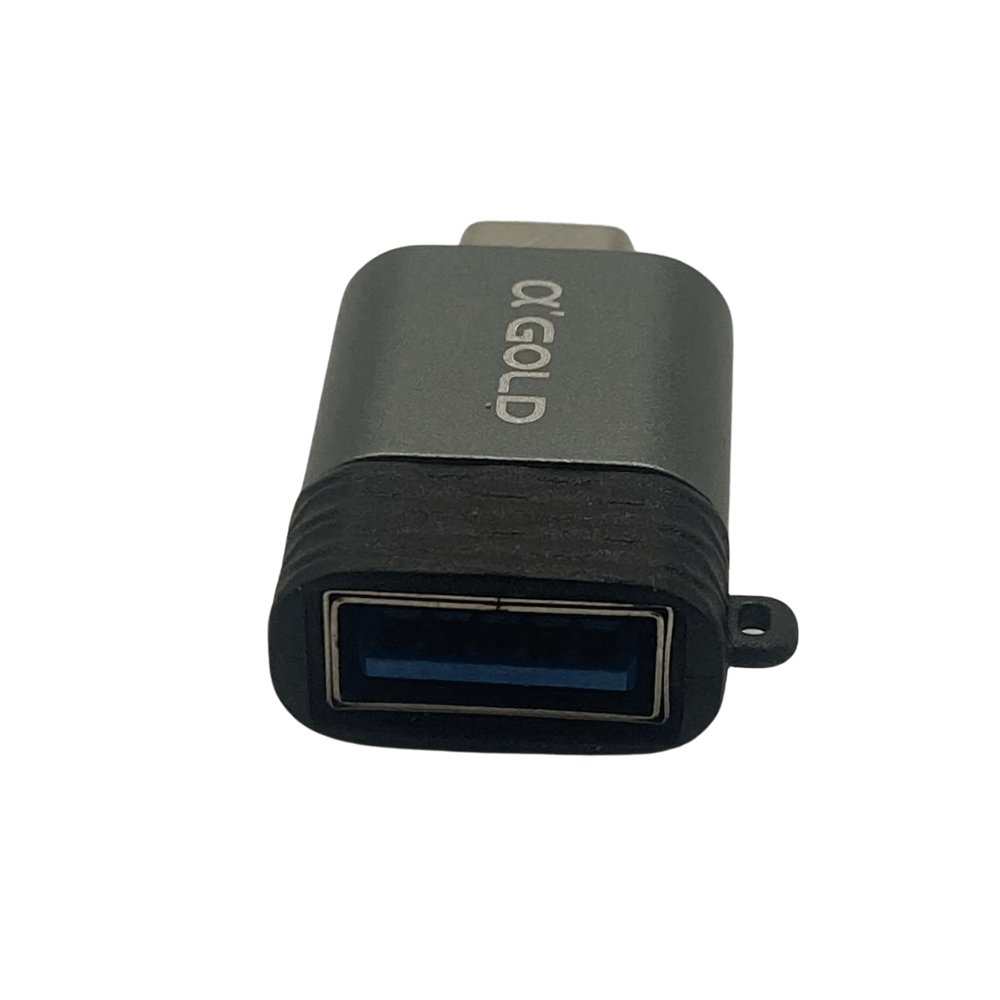Adaptador OTG USB 3.0 (Fêmea) Para USB-C (Macho), Carga e Dados, CBA-23, A'Gold Pro, Cinza