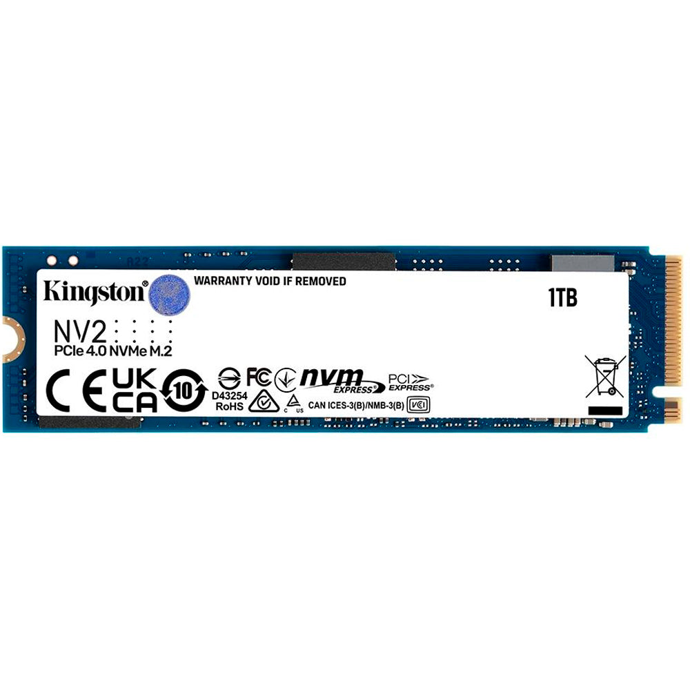 SSD M.2 Kingston NV2 1TB / NVMe PCIe 4.0 x4, Gen4- (SNV2S/1000G) Leitura 3500MB/s, Gravação 1300MB/s - SNV2S/1000G