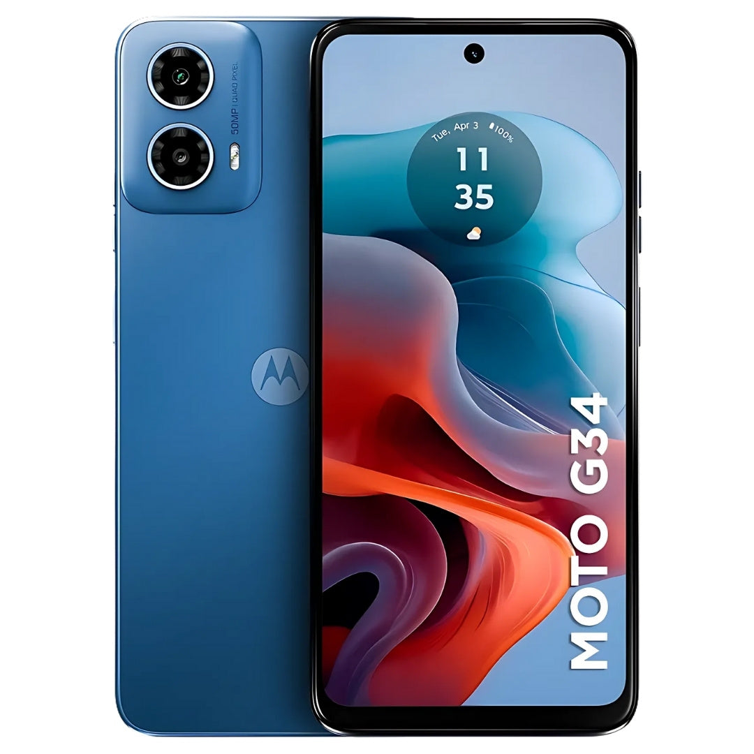 Smartphone Motorola Moto G34, 5G, 256GB, 16GB Ram Boost, Câmera 50MP, Com Moto AI NFC - Azul