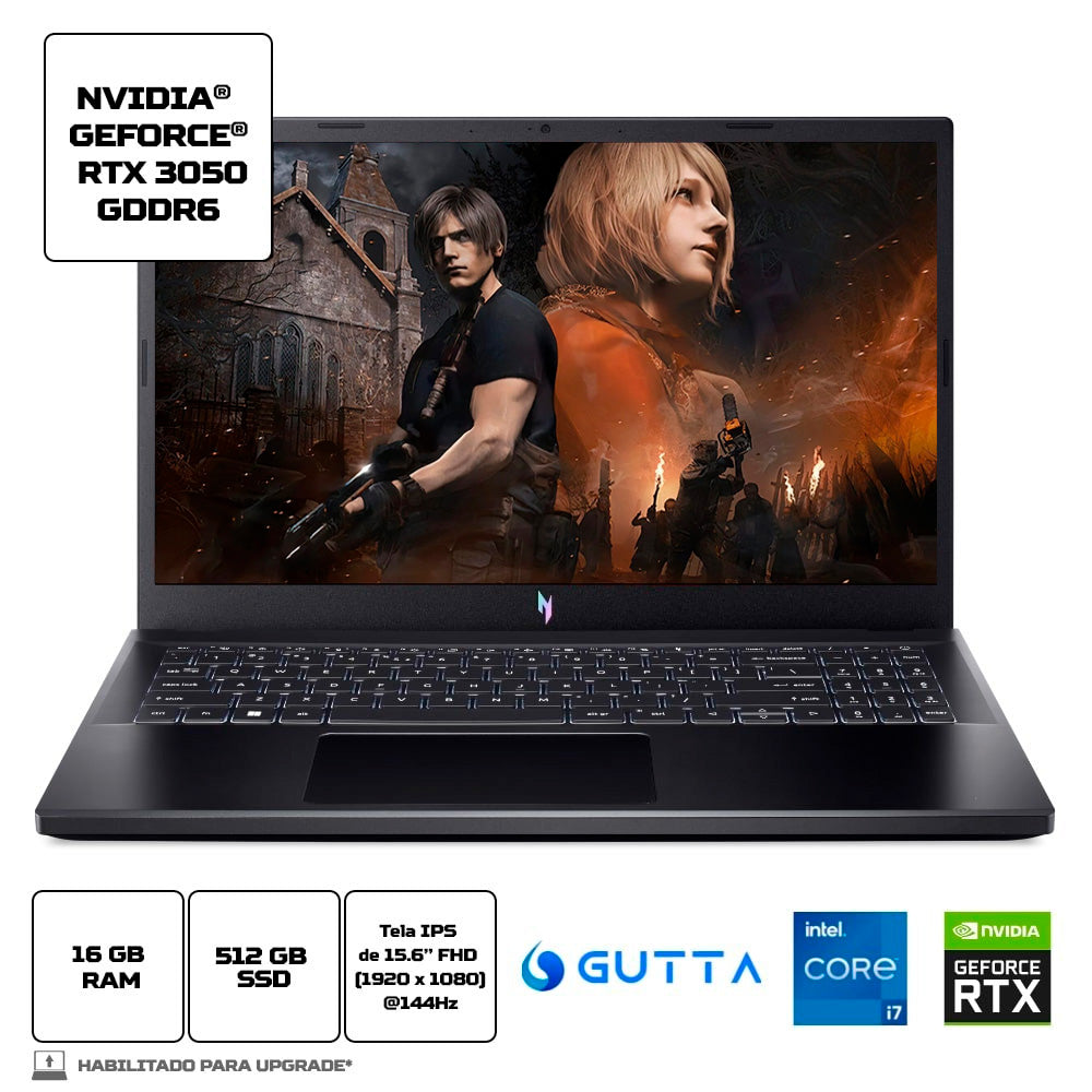 Notebook Gamer Acer Nitro V15 ANV15-51-73E9 Core i7-13620H, 15.6" LED IPS FHD,16GB RAM 512GB SSD, RTX 3050 GDDR6 Linux