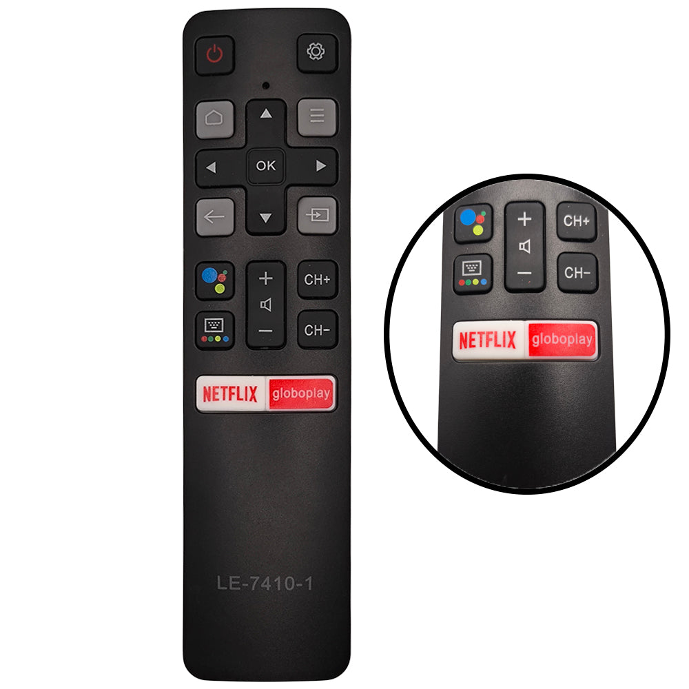 Controle Remoto Smart TV, Com Botões Netflix e Globoplay, Lelong - LE-7410-1