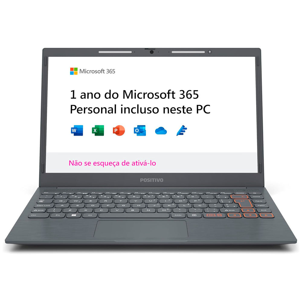 Notebook Positivo Vision C14 Celeron 4GB 128GB eMMC, Wind 11, Lumina Bar, Tela 14" HD Antirreflexo, Tecla Link – Cinza