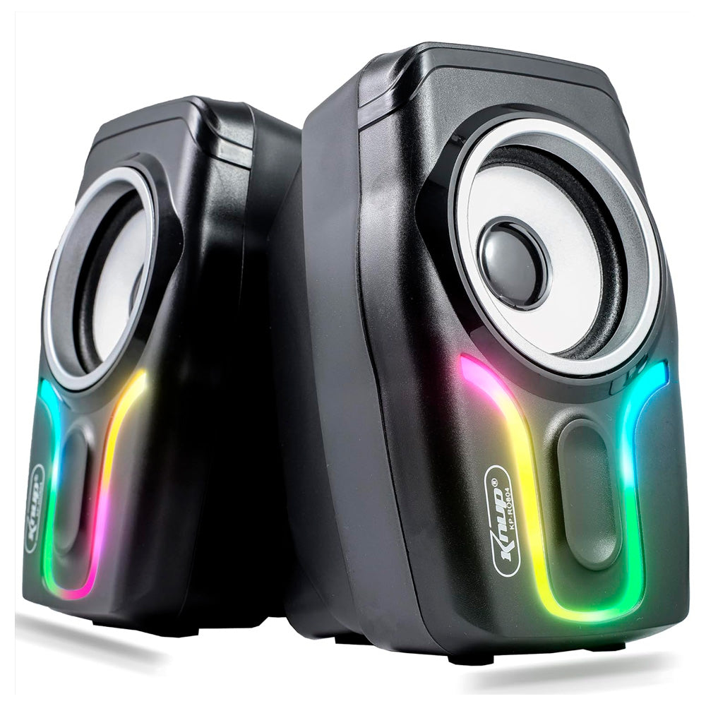 Caixa de Som Multimídia, LED RGB, Com 2 Canais, Para PC, Notebook, Amplificação 6W RMS, Knup, KP-RO804, Preta
