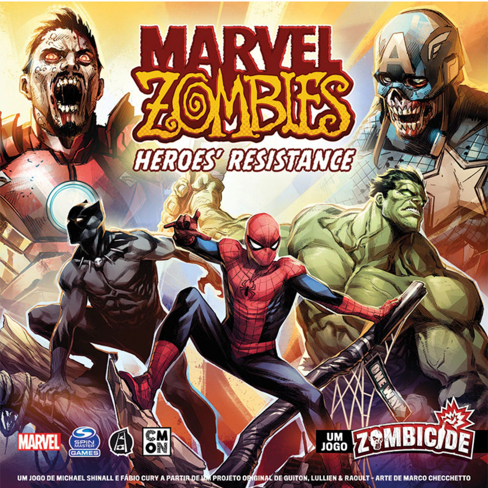 Jogo Tabuleiro Marvel Zombies Heroes Resistance Galápagos 1-4 Jogadores, 6 Heróis, 4 Zumbis Herói, 50 Zumbis, 6 Dados