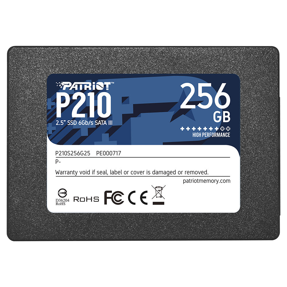 SSD Patriot 256GB, P210, Sata III 6GB/s, Leitura 500MB/s, Gravacao 400MB/s, P210S256G25