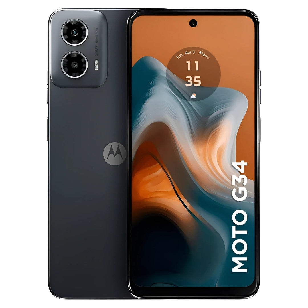 Smartphone Motorola Moto G34, XT2363-1, 5G, 128GB, 4GB RAM + 4GB Ram Boost, AI Câmera 16MP Sensor FPS Lateral - Preto