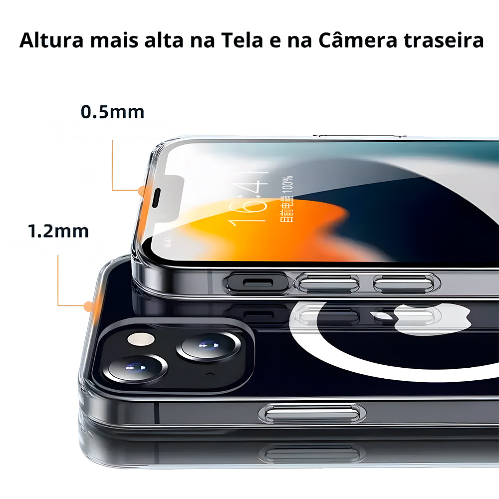 Capa Transparente, Com Suporte Para Carregamento Magnético, Para iPhone 13