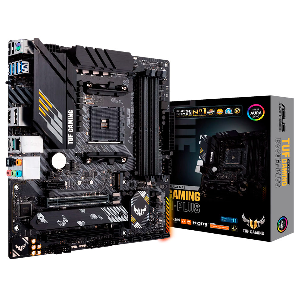 Placa Mãe Asus TUF GAMING B550M-PLUS, AMD AM4, Com 4 Slots RAM DDR4, mATX