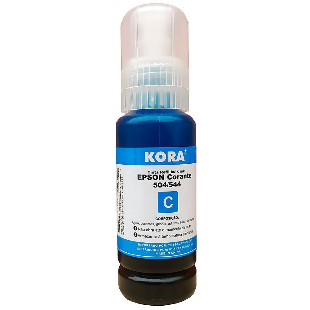 Refil de Tinta Epson Corante 504/544 Ciano 70ML Masterprint Para Ecotank L4150 / L4160 / L4260 / L6171 / L6161 / L61