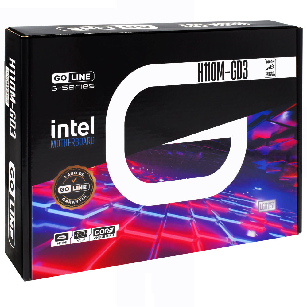 Placa-Mãe Goline H110M-GD3 LGA 1151, DDR3, HDMI, Slot M.2 NVMe, Chipset Intel H110, Formato Micro ATX – G-Series