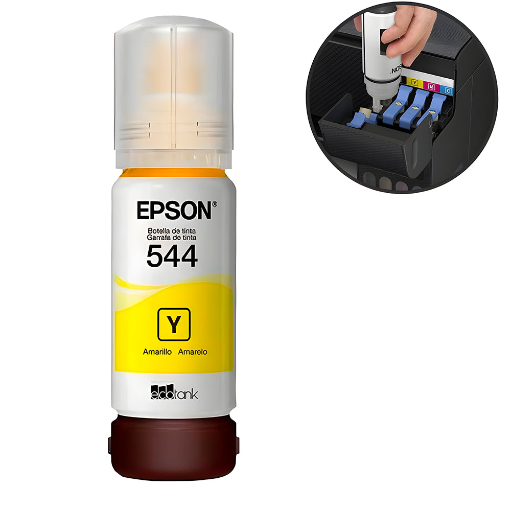 Refil de Tinta Epson Amarelo 544-T544420 Original Para L3110/L3150 Rende 7.500 Paginas (Fora da Caixa)