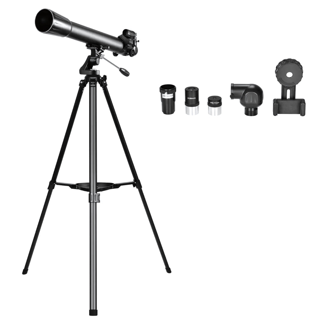 Telescópio Astronômico Refrator Azimutal, Com Tripé, Abertura 70mm, Ampliação Até 350X, BM-70070S