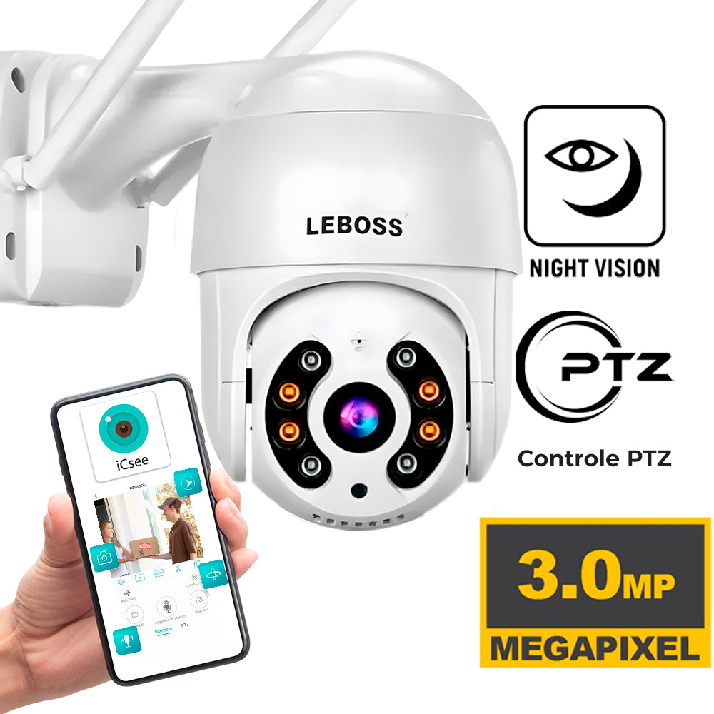 Camera de Segurança IP Externa, Speed Dome, Com 2 Antenas, LeBoss - LB-CA215