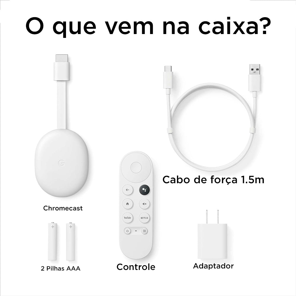 Chromecast Google TV GA03131, HD, Bluetooth, HDMI, USB Tipo-C, Branco