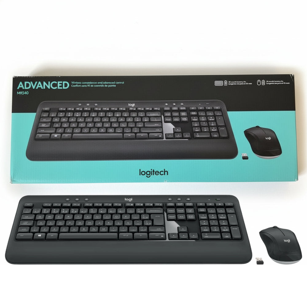 Kit Teclado e Mouse Sem Fio Logitech MK540 Advanced, USB Nano, ABNT2, Mouse Óptico Ambidestro, 2.4 GHz, C/ Pilhas, Preto