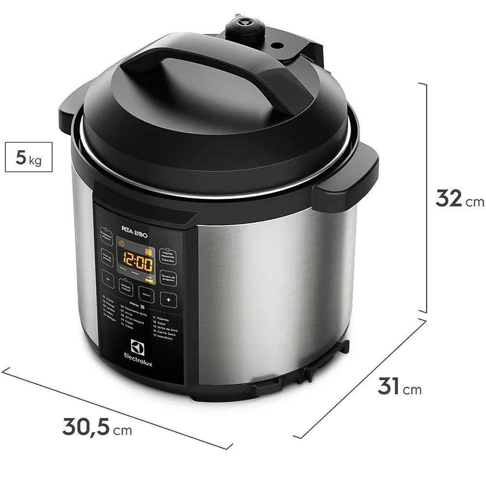 Panela de Pressão Elétrica Electrolux 6L Preta Experience por Rita Lobo (PCC20) - 220V