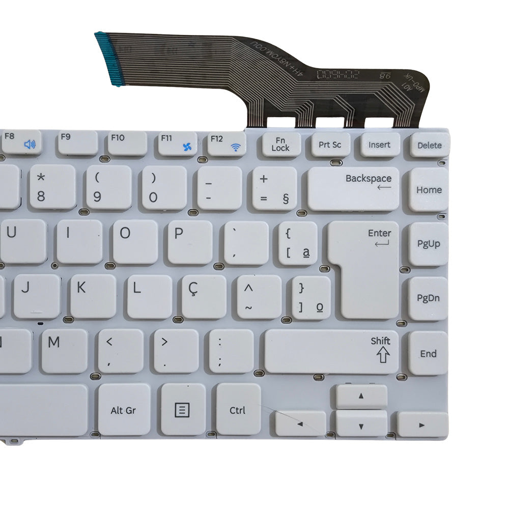 Teclado Notebook Samsung NP270E4E, NP275, NP355V4X , Com Tecla "Ç", S/ Teclado Númerico, Sem Frame, Branco
