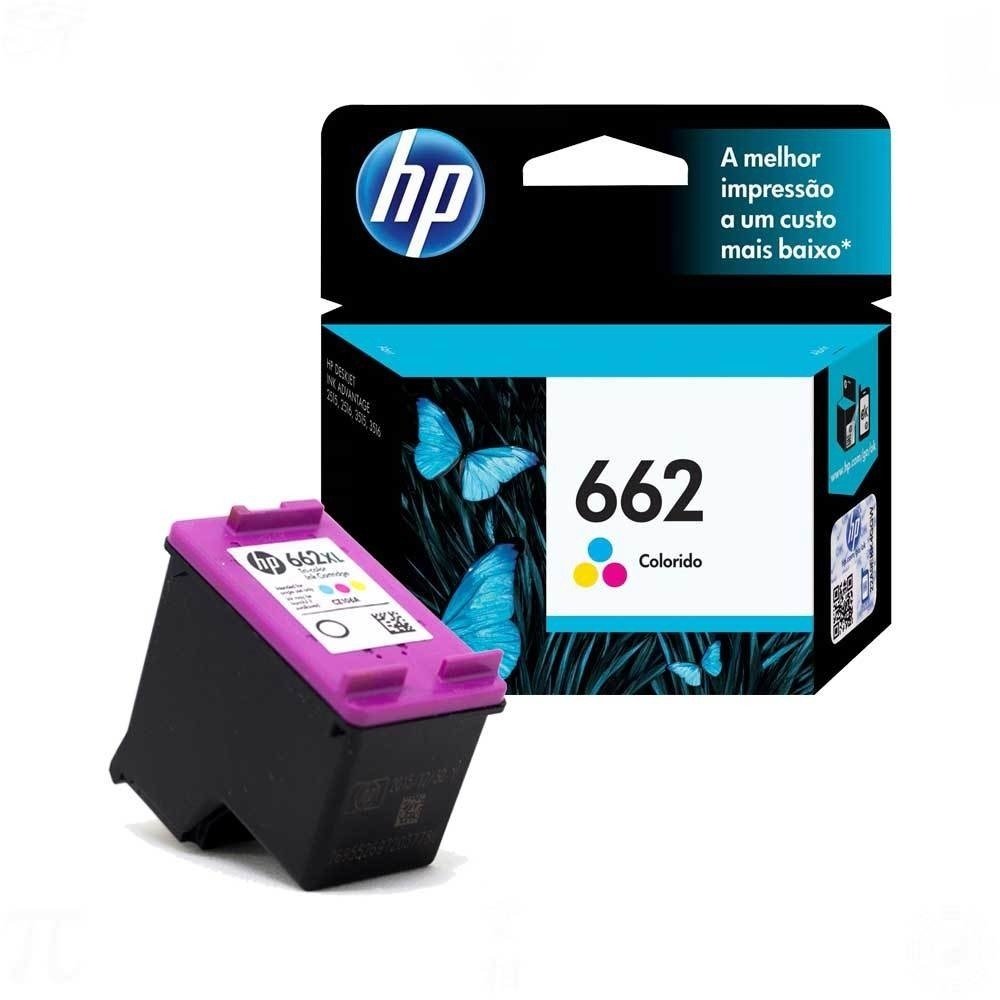 Cartucho de Tinta HP 662 Colorido Original CZ104AB, Para HP DeskJet 2516 3516 3546 2546 1516 4646 2646-Até 100 Páginas