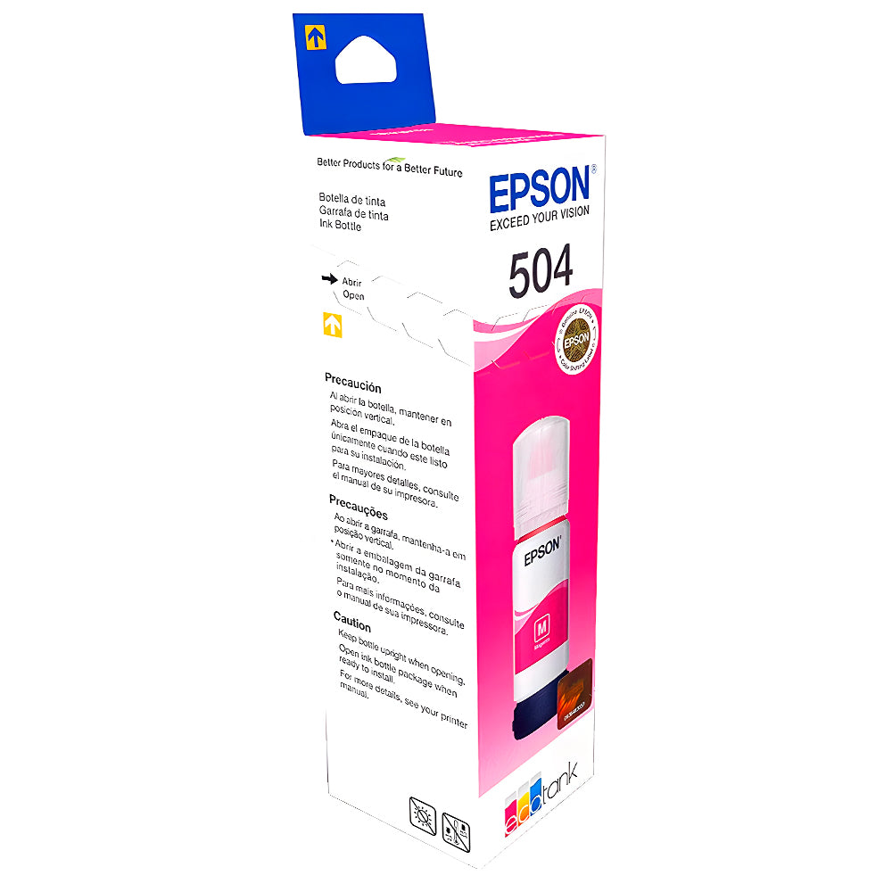 Refil de Tinta Epson Vermelho 504 Original T504 Para Ecotank L4150 / L4160 / L4260 / L6171 / L6161 / L6191